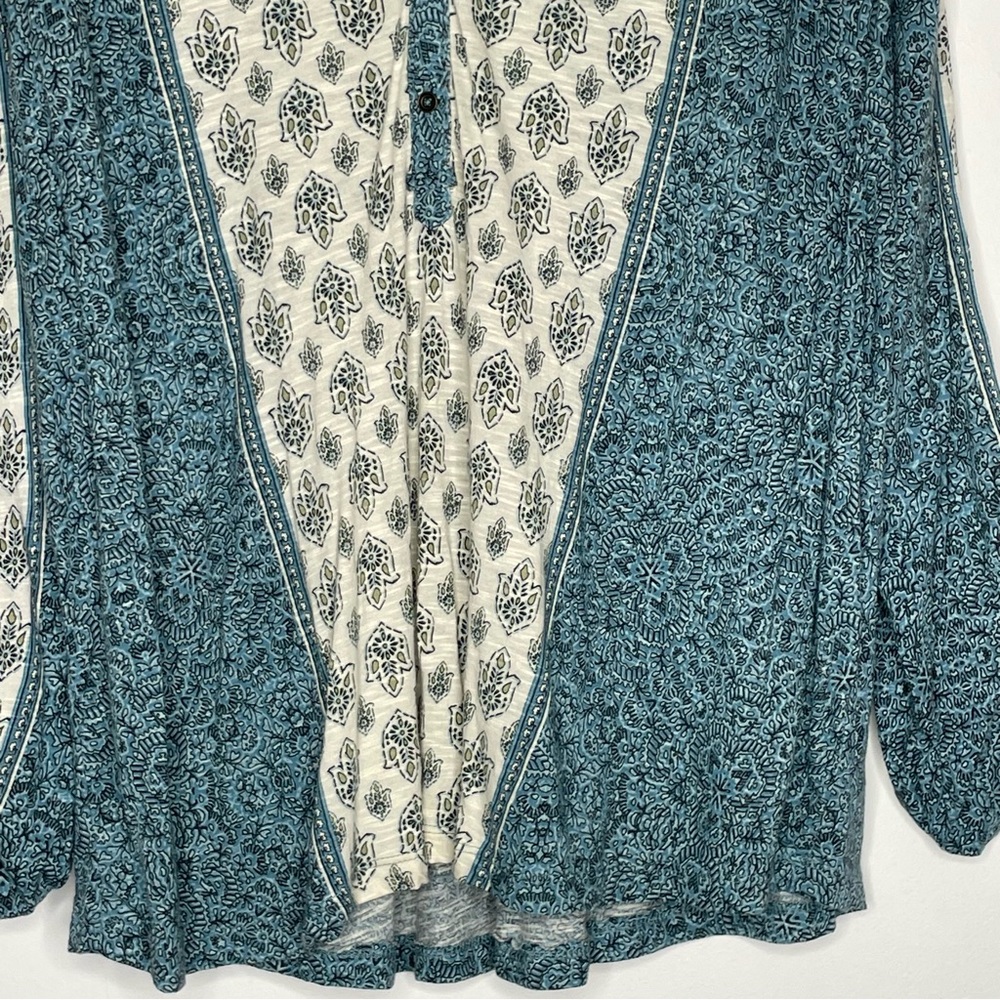 Style & Co. Woman cream & green paisley-print henley blouse long sleeves Size 2X - Picture 9 of 16